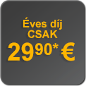 Éves díj CSAK 29,90 euró - NEM KELL FELTÖLTENI